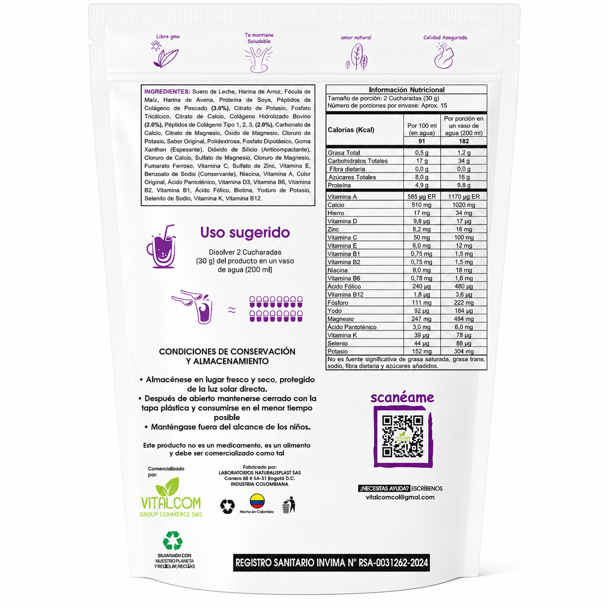 Colágeno Hidrolizado Deluxe Collagen Peptides – Tipo I, II y III con Colágeno Marino 454 gramos