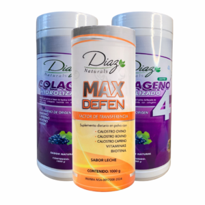 Combo 2 Colágeno Hidrolizado Marino COLAGEN4 1.000g + 1 Calostro MAXDEFEN Factor de Transferencia 1.000 Gramos Diaz Naturals