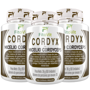 Cordyx Fitovit con Micelio Cordyceps, Calostro Bovino y Hongo Shiitake x 60 Discos Masticables
