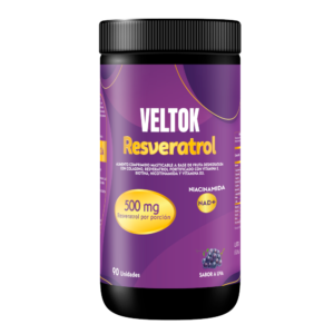 Resveratrol Veltok ByPluss 500 mg con Niacinamida, Vitamina D, E y Biotina | 90 Tabletas Masticables Sabor Uva