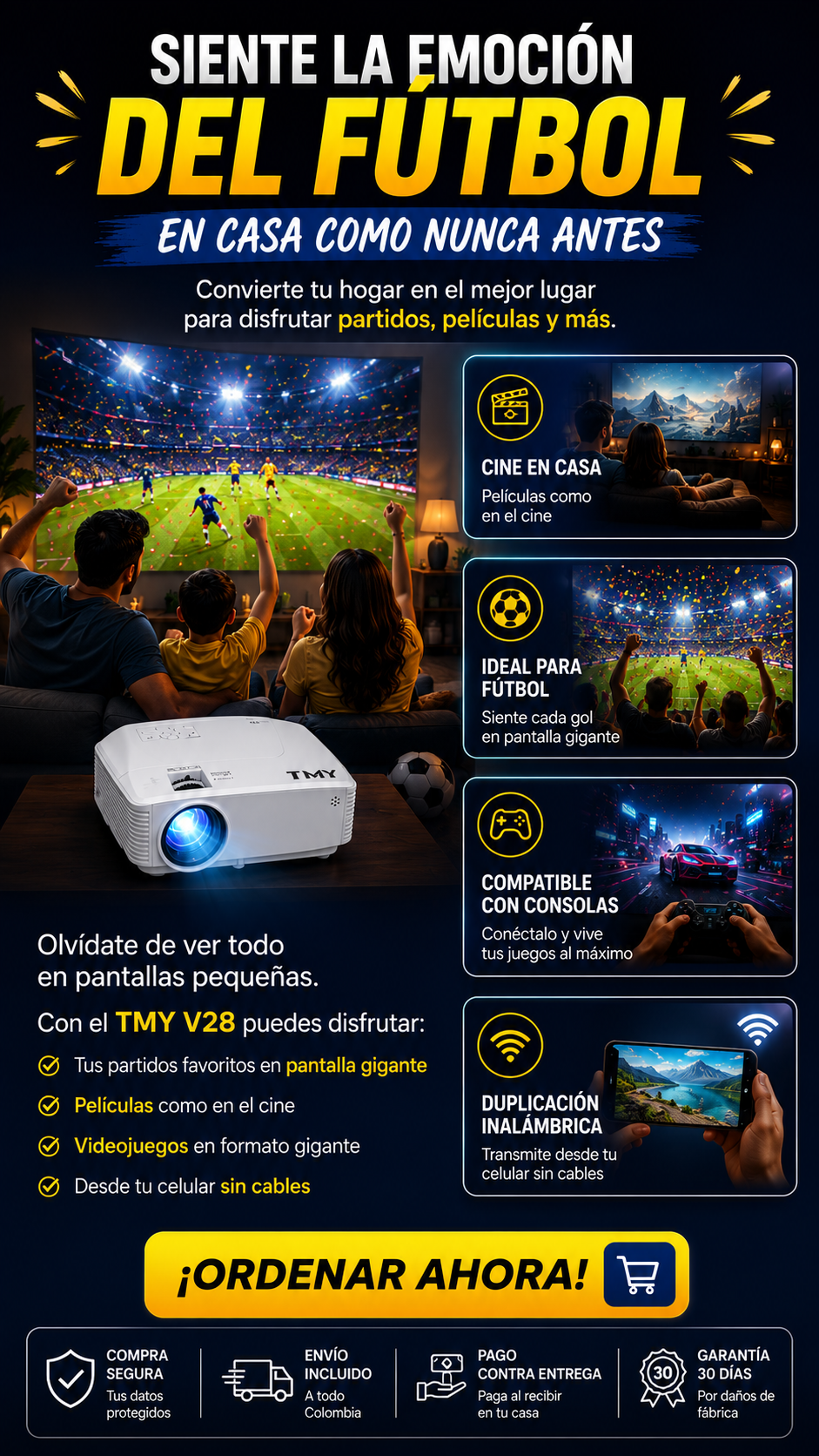 Videobeam Proyector TMY V28 Wifi HD