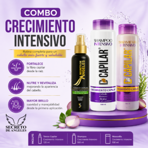 Combo Crecimiento Capilar Intensivo DCapilar + Tónico Secreto de Ángeles | Shampoo + Tratamiento + Tónico