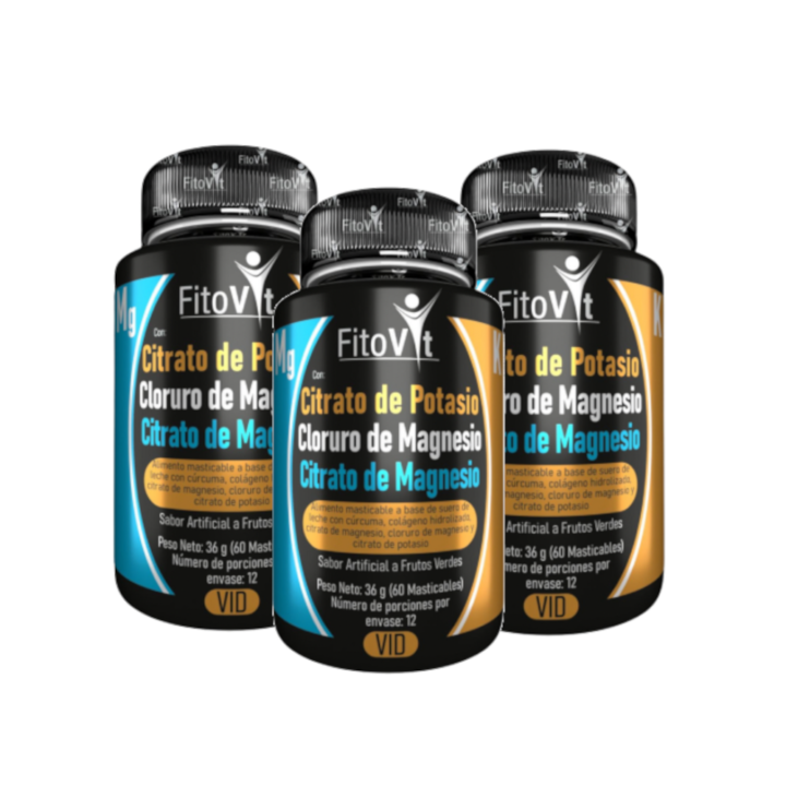 Citrato de Magnesio y Potasio – FitoVit (60 Unidades) Suplemento Masticable para el Bienestar Diario