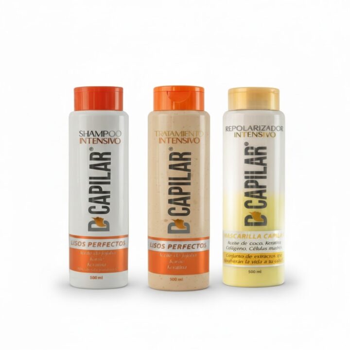 Combo Lisos Perfectos DCAPILAR Secreto de Angekles – Shampoo Lisos Perfectos + Tratamiento Intensivo Lisos Perfectos + Repolarizador Intensivo para Hidratación, Suavidad y Control del Frizz