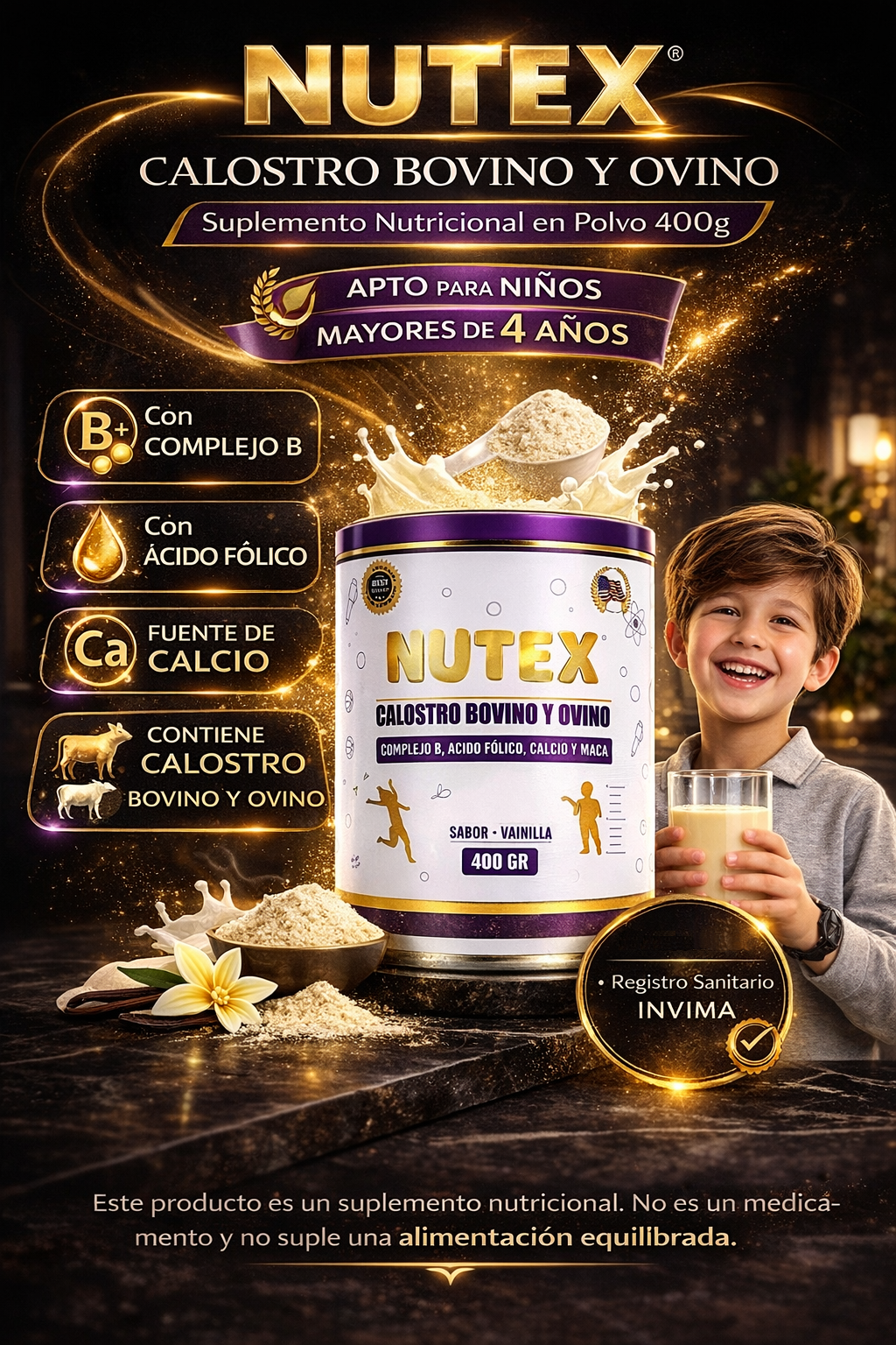 NUTEX Calostro Bovino y Ovino 400g | Suplemento Nutricional