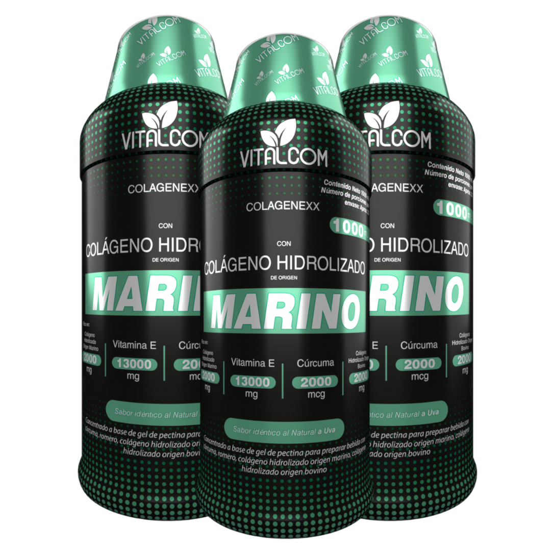 Colágeno Hidrolizado Marino con Vitamina E y Cúrcuma | Colagenexx Vitalcom 1000 mL