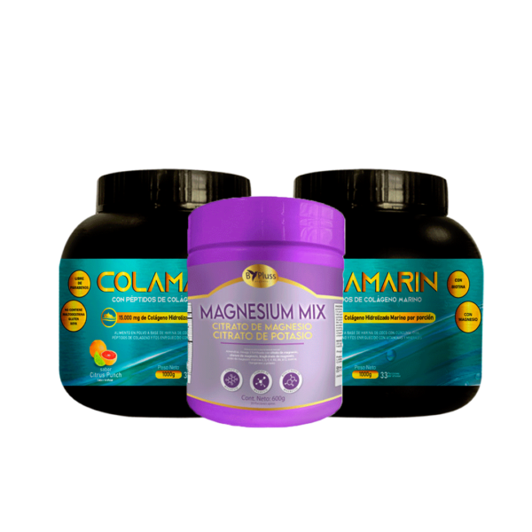 Combo 2 Colágeno Hidrolizado Colamarin 1.000 gr + 1 Magnesium Mix 600gr Bypluss Estrellas