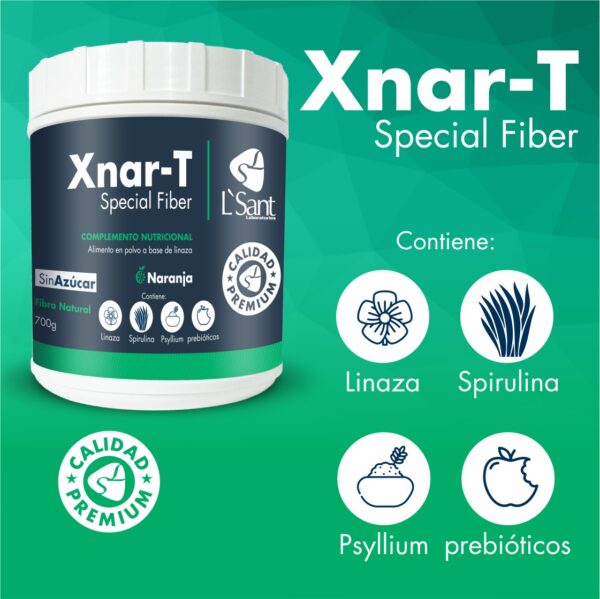 Fibra Natural Xnar-T 700 Gramos Linaza Espirulina piña Psyllium y Prebióticos