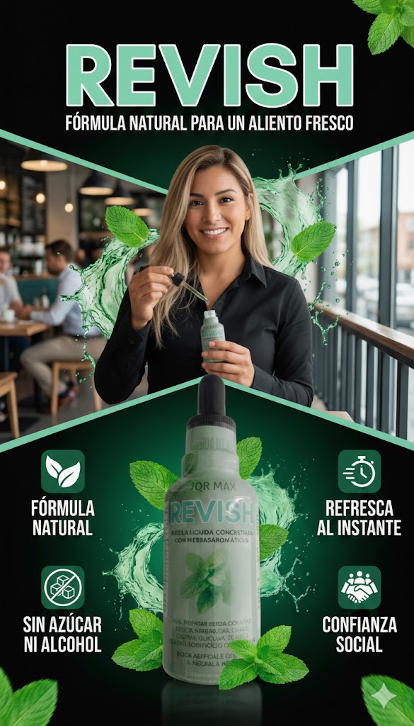 🌿 Revish 50ml - Gotas Refrescantes para el Aliento con Menta y Canela, Confianza en Cada Palabra 💧
