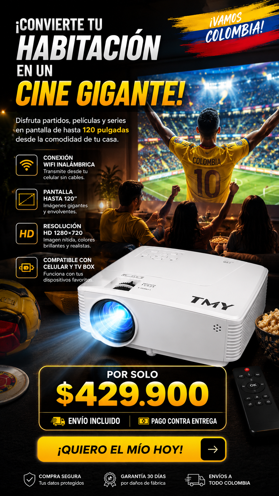 Videobeam Proyector TMY V28 Wifi HD