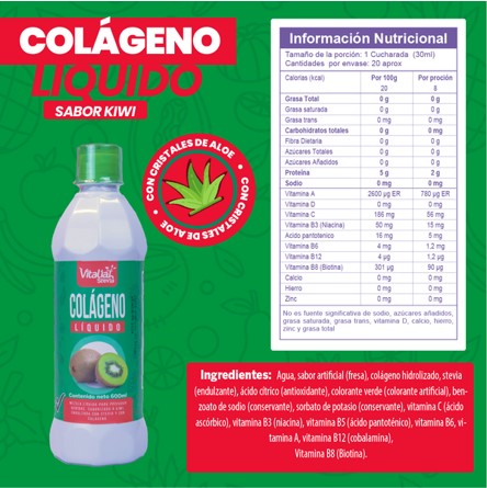 Colageno Liquido Kiwi Vitaliah 600 ML