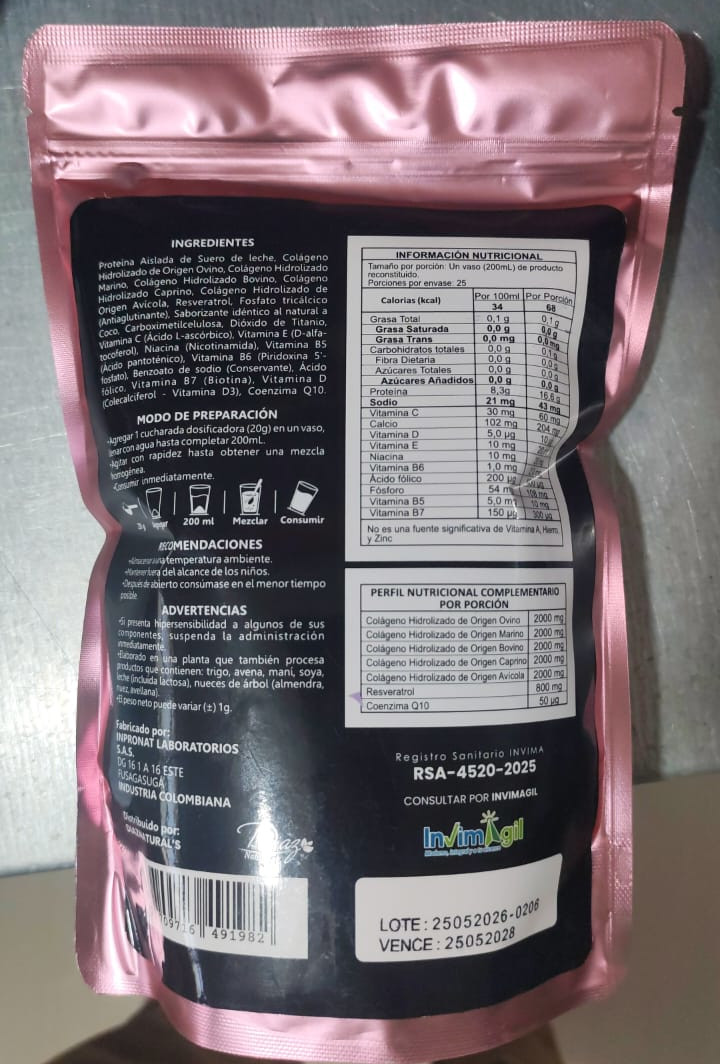 Colágeno Hidrolizado Marino, Resveratrol y Nicotinamida (Precursora de NAD+) 500 Gramos