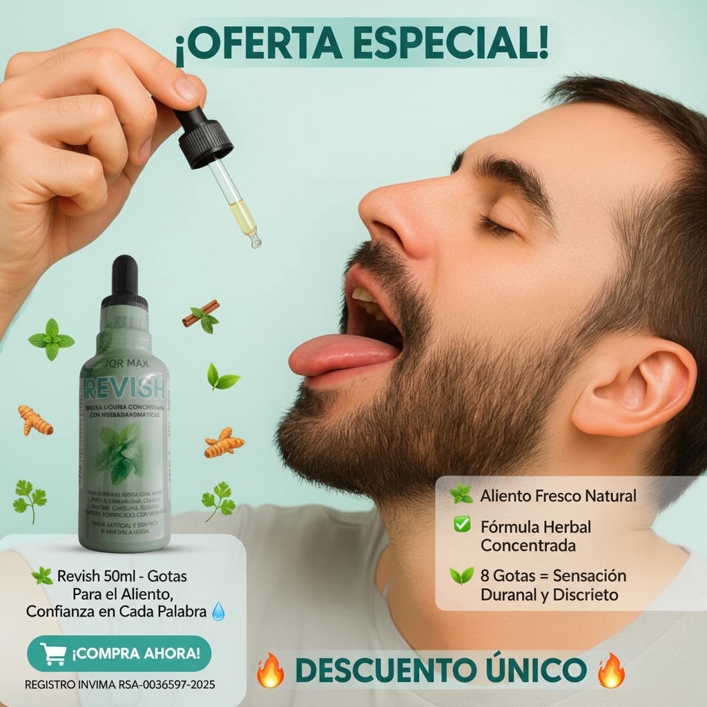 🌿 Revish 50ml - Gotas Refrescantes para el Aliento con Menta y Canela, Confianza en Cada Palabra 💧