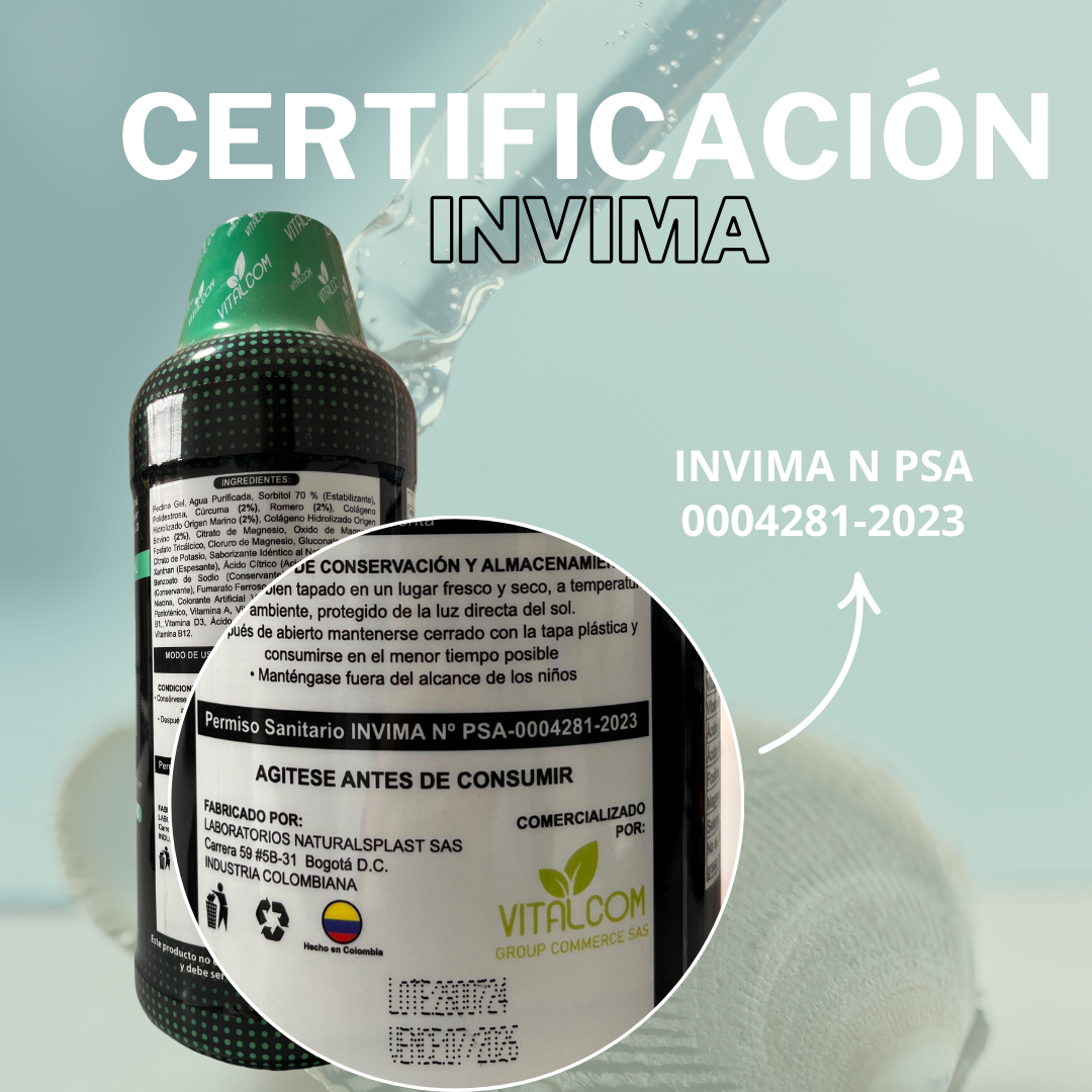 Colágeno Hidrolizado Marino con Vitamina E y Cúrcuma | Colagenexx Vitalcom 1000 mL